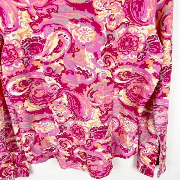Guess Pink Floral Vintage 70s Button Down Blouse Long Sleeve Disco XL - Picture 9 of 9